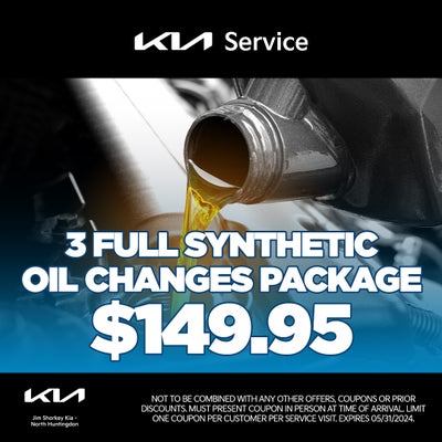 $149.95 3 Full Synthetic Oil Changes Package